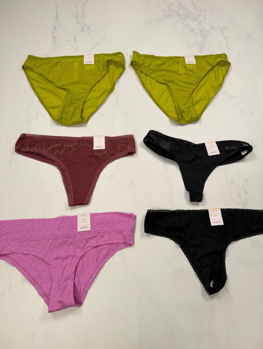 Auden Bikini Panties Multi Current Cheeky Thong Bundle of 6 - Women M